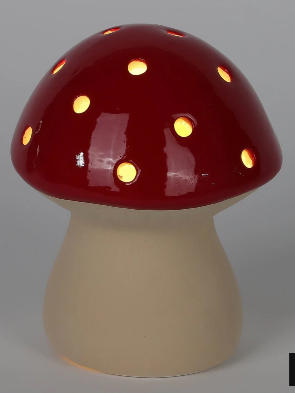 Light Up Ceramic Mushroom Red 4” Working Order Decorative Fairy Core Atheistic